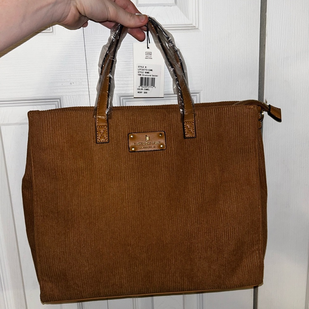 London Fog Tan Corduroy Bag With Crossbody Strap MSRP $88 NWT